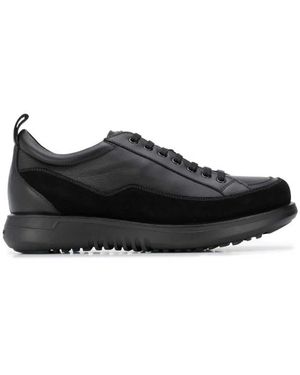 Giorgio Armani Zwarte Leren Casual Trainers