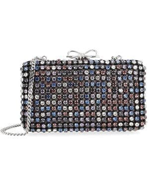 Self-Portrait Multi Crystal Chainmail Clutch - Zwart