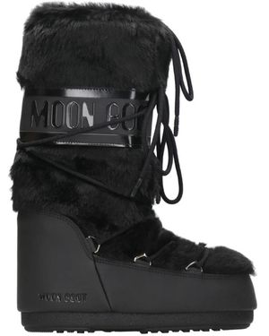 Moon Boot Schwarze eco-pelz wasserdichte winterstiefel