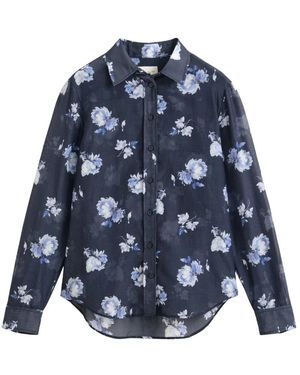 GANT Overhemden ,Blauw ,Katoen Reg Floral Print Ls Shirt