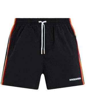 DSquared² Badeshorts Mit Regenbogen-Seitenstreifen - Schwarz