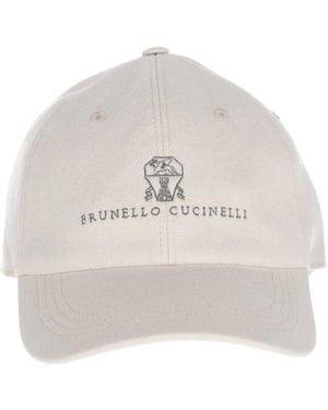 Brunello Cucinelli Baumwoll-Baseballkappe Mit Logo - Weiß