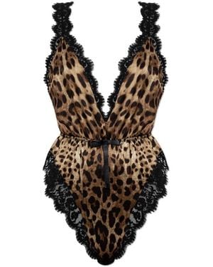 Dolce & Gabbana Seidenbody Mit Tiermotiv - Schwarz