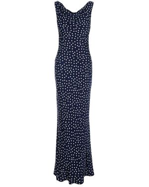 Plain Maxi Pois Jurk - Blauw