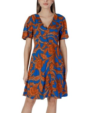 B.Young Byjosa Korte Midi-Jurk Met V-Hals - Blauw