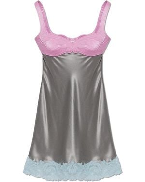 Versace Seiden-Slipdress - Grau