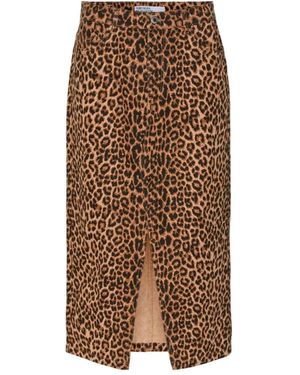 Vero Moda Leopardenmuster Midi Denim Rock - Braun