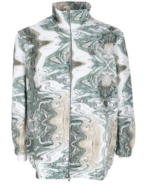 Huf Hoodies & Sweatvesten ,Groen ,Katoen Swirl Oversized High Neck Sweatshirt - Blauw