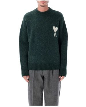 Ami Paris Round-Neck Knitwear - Vert