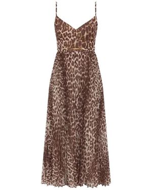 Zimmermann Fitted Bodice Mini Dress With Belt - Brown