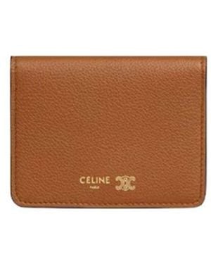 Celine Bi-Fold Card Holder Triomphe Stamp - Braun