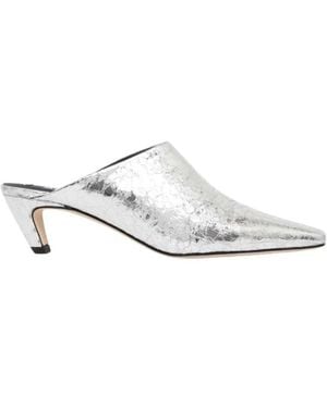 MSGM Schoenen ,Grijs ,Leer Heeled Mule - Wit