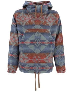 Beams Plus Blauwe Militaire Stijl Oversized Hoodie