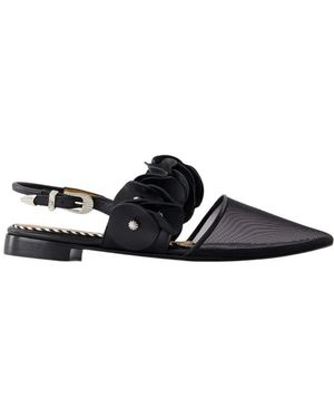 Toga Schoenen ,Zwart ,Leer Zwarte Leren Slingbacks Puntige Neus