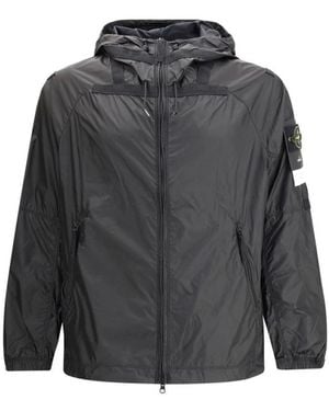 Stone Island Waterdichte Hoodie Met Reflecterende Details - Grijs