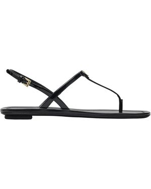 Prada Zehentstegsandale Aus Lackleder - Braun