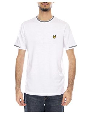 Lyle & Scott Tops ,Wit ,Katoen Birdseye Half Tipped T-Shirt