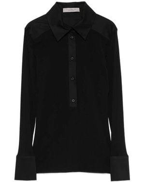 D.exterior Overhemden ,Zwart ,Blouse Met Contrasterende Panelen En Knoopsluiting