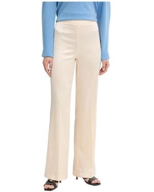 Twinset Broeken ,Leer Wijde Pantalon Met Hoge Taille - Blauw