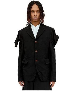 Comme des Garçons Jassen ,Zwart ,Polyester Ruffle Panel Double Sleeves Blazer