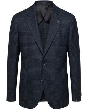 Lardini Jassen ,Blauw ,Katoen Blazer Met Broche-Detail