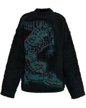 Lacoste Runway Jacquard Crocodile Sweater - Grün