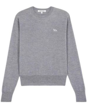 Maison Kitsuné Feiner Merinowollpullover - Grau