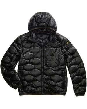 Blauer Wave Daunenjacke - Schwarz