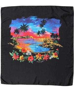 Dolce & Gabbana Tropical Sunset Square Foulard Schal - Schwarz
