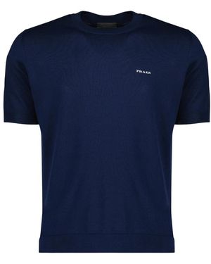 Prada Katoenen Trui Met Ronde Hals - Blauw