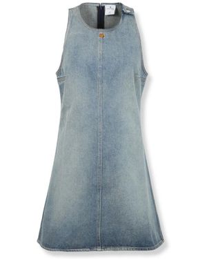 Courreges Kleedjes ,Blauw ,Denim Heritage Mouwloze Denim Jurk