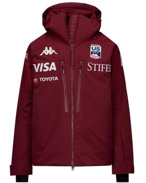 Kappa Hoodies & Sweatvesten ,Bruin ,Leer Gewatteerde Waterdichte Ski-Jas Met Afneembare Capuchon - Rood