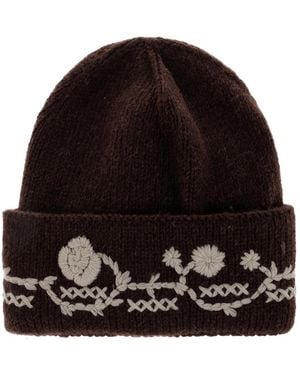 Moncler Accessoires ,Bruin ,Wol Wolmuts - Zwart