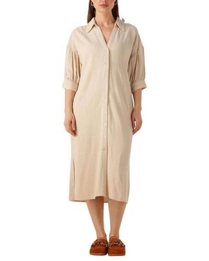 Ydence Kleedjes Midi Jurk Sienna Charme - Naturel
