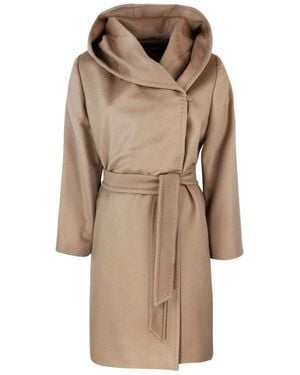 Max Mara Bruine Wollen Jas - Naturel