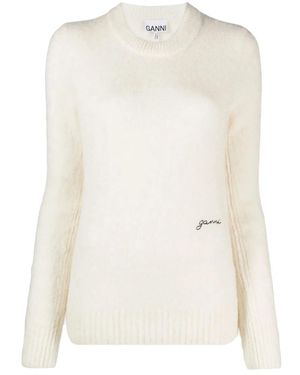 Ganni Round-Neck Knitwear - Bianco