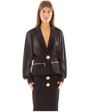 Babylon Durchsichtiger blazer mit goldenen knöpfen - Schwarz