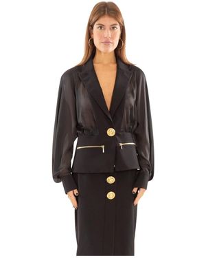 Babylon Jassen ,Zwart ,Doorschijnende Blazer Met Gouden Knopen