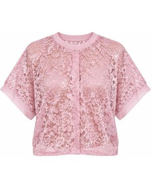 Dolce & Gabbana Overhemden ,Roze ,Nylon Blouse Met Korte Mouwen