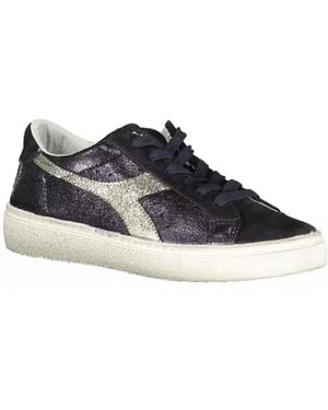 Diadora Schwarze Glitzer Low Top Sneakers - Blau