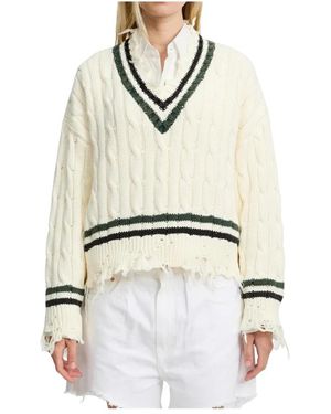 Denimist Tennis-Pullover Mit Zopfmuster - Weiß