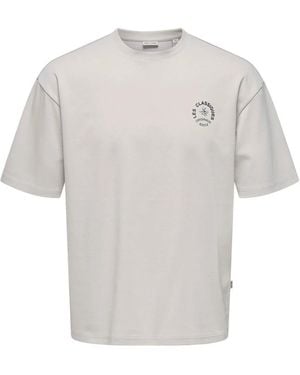 Only & Sons Klassieke Caspian Tee Lining - Grijs