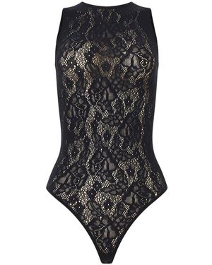 Wolford Tops ,Blauw ,Katoen Infinite Rose Bodysuit - Zwart