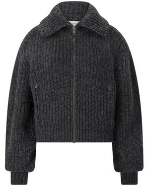 Lemaire Truien & Vesten ,Grijs ,Wol Alpaca Ritsluiting Vest - Zwart