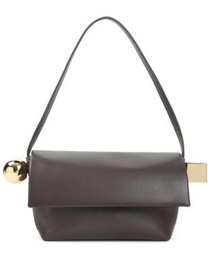 Jacquemus Bruine Leren Handtas Met Gouden Details - Grijs