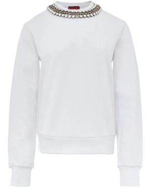 Gucci Hoodies & Sweatvesten ,Wit ,Katoen Witte Juweelhals Sweater