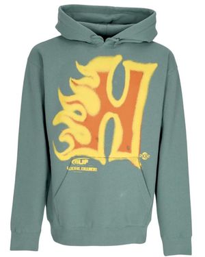 Huf Hoodies & Sweatvesten ,Groen ,Katoen Sage Hoodie Met Kangoeroezak - Blauw