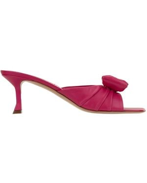 Ferragamo Schoenen ,Roze ,Leer Mules Met Strikdetail