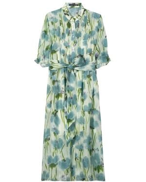 Luisa Cerano Kleid Aus Ramie Und Lyocell Mit Blumendruck - Grün