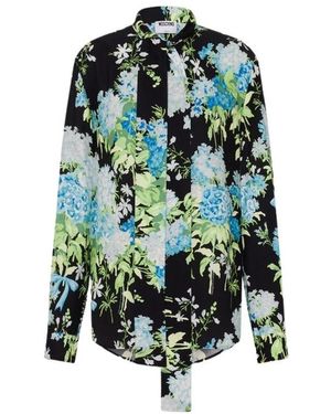 Moschino Gedrukte Zijden Satijnen Blouse - Groen